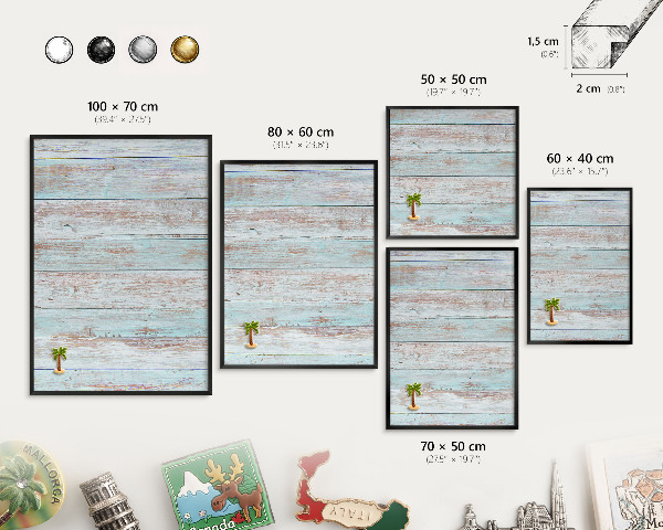 Wandbord voor magneten in een zwarte lijst Rustieke planken