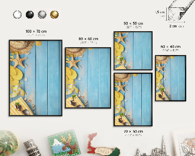 Wandbord voor magneten in een zwarte lijst Strandsfeer