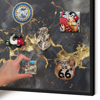 Wandbord voor magneten in een zwarte lijst Fijne aderen