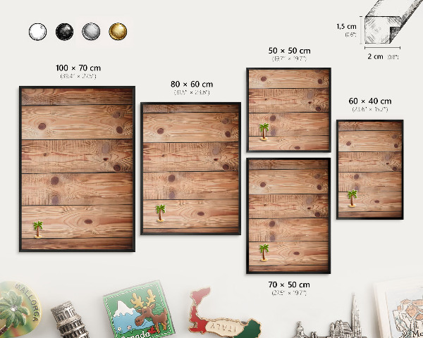 Metalen bord voor magneten met zwarte lijst Houten planken