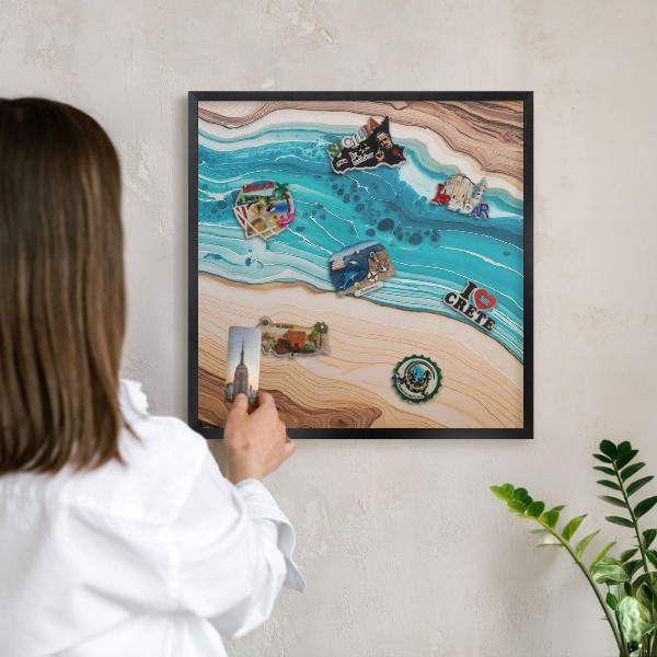 Wandbord voor magneten in een zwarte lijst Aardlagen