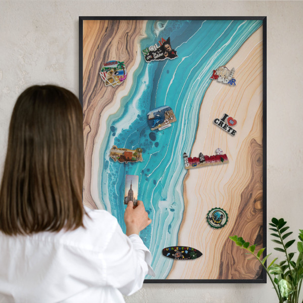 Wandbord voor magneten in een zwarte lijst Aardlagen