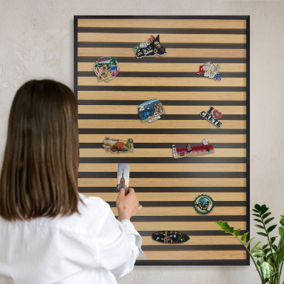 Wandbord voor magneten in een zwarte lijst Houten ritmes