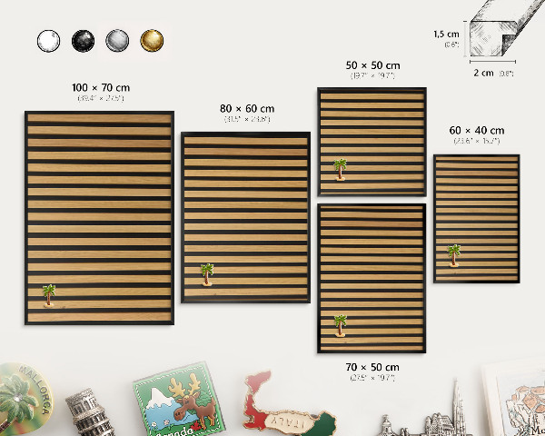 Wandbord voor magneten in een zwarte lijst Houten ritmes