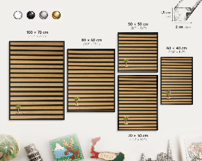 Wandbord voor magneten in een zwarte lijst Houten ritmes