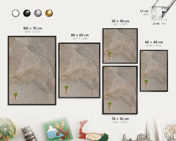 Wandbord voor magneten in een zwarte lijst Beige steen
