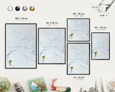 Wandbord voor magneten in een zwarte lijst Marmerontwerp