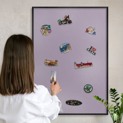 Wandbord voor magneten in een zwarte lijst Lila paars