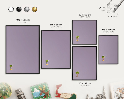 Wandbord voor magneten in een zwarte lijst Lila paars