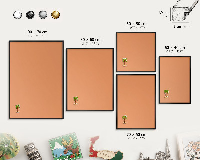 Metalen bord voor magneten met zwarte lijst Pastel oranje
