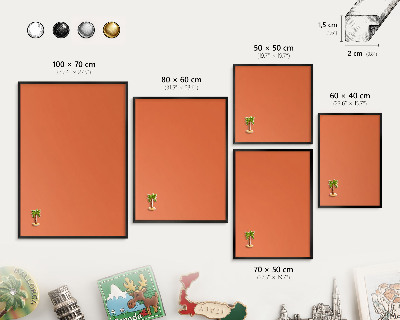 Metalen bord voor magneten met zwarte lijst Sterk oranje