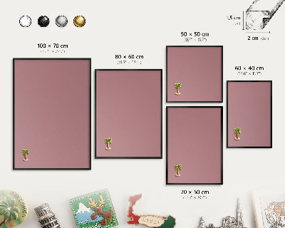 Wandbord voor magneten in een zwarte lijst Oudroze