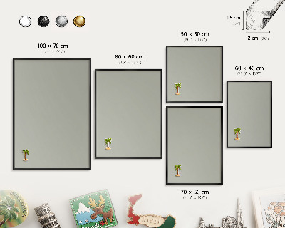 Wandbord voor magneten in een zwarte lijst Neutraal grijs