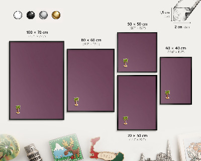 Wandbord voor magneten in een zwarte lijst Paarse kleur