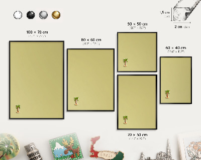 Wandbord voor magneten in een zwarte lijst Lichte mosterd
