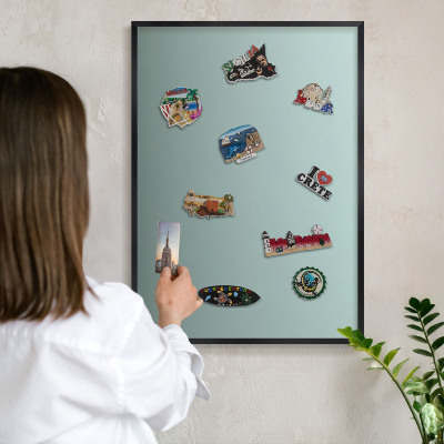 Metalen bord voor magneten met zwarte lijst Turkooizen kleurovergang