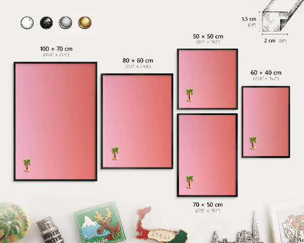 Wandbord voor magneten in een zwarte lijst Roze oranje