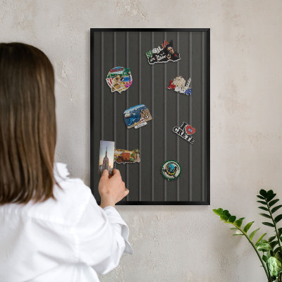 Wandbord voor magneten in een zwarte lijst Paneeltextuur