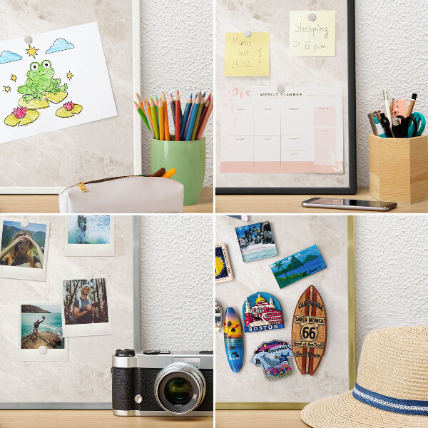 Wandbord voor magneten in een zwarte lijst Romige elegantie