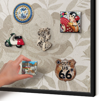Wandbord voor magneten in een zwarte lijst Vintage bloemen