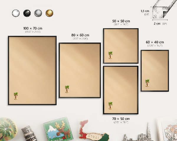 Wandbord voor magneten in een zwarte lijst Romige Harmonie