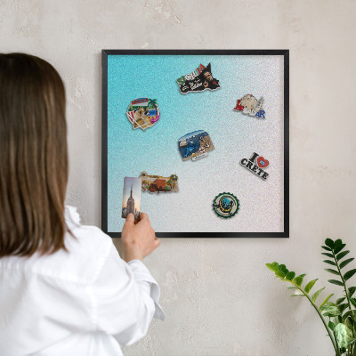 Metalen bord voor magneten met zwarte lijst Pastel abstractie