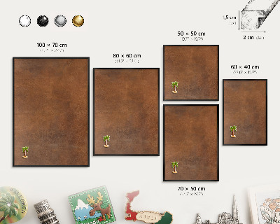 Wandbord voor magneten in een zwarte lijst Bruine textuur