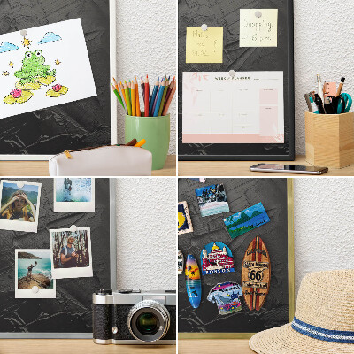 Metalen bord voor magneten met zwarte lijst Gestructureerd zwart
