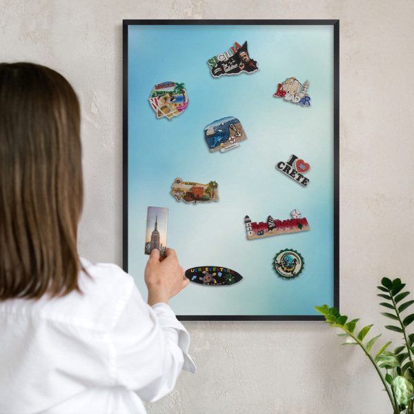 Wandbord voor magneten in een zwarte lijst Blauwe lucht