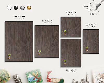 Wandbord voor magneten in een zwarte lijst Natuurlijk hout