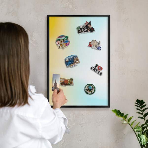 Wandbord voor magneten in een zwarte lijst Pastel ontspanning