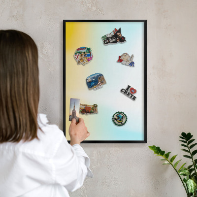 Wandbord voor magneten in een zwarte lijst Pastel ontspanning