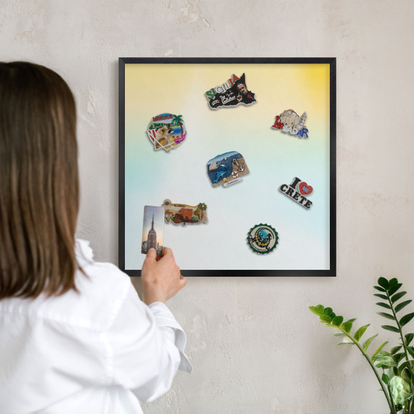 Wandbord voor magneten in een zwarte lijst Pastel ontspanning