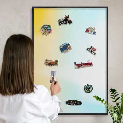 Wandbord voor magneten in een zwarte lijst Pastel ontspanning