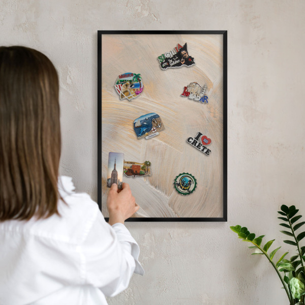 Wandbord voor magneten in een zwarte lijst Elegante abstractie
