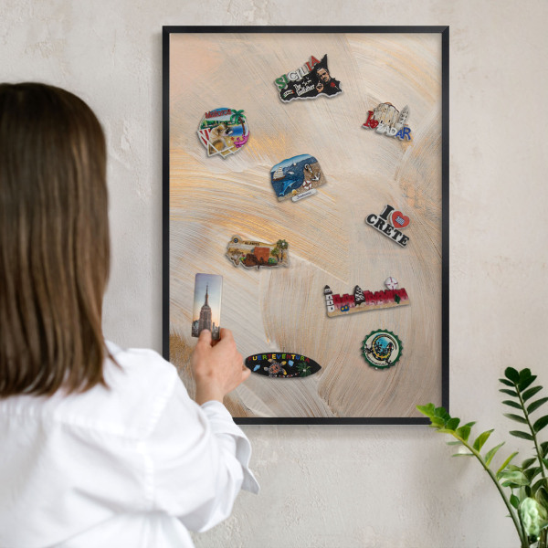 Wandbord voor magneten in een zwarte lijst Elegante abstractie
