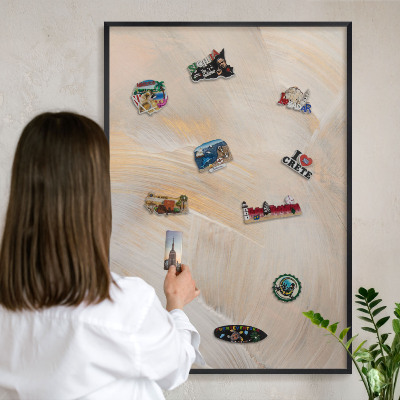 Wandbord voor magneten in een zwarte lijst Elegante abstractie