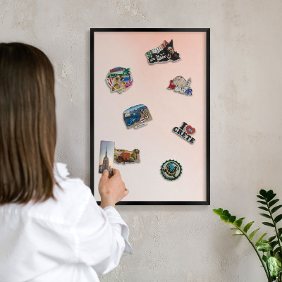 Metalen bord voor magneten met zwarte lijst Pastel Charm