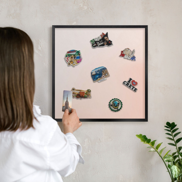 Metalen bord voor magneten met zwarte lijst Pastel Charm