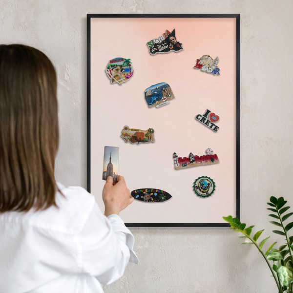Metalen bord voor magneten met zwarte lijst Pastel Charm