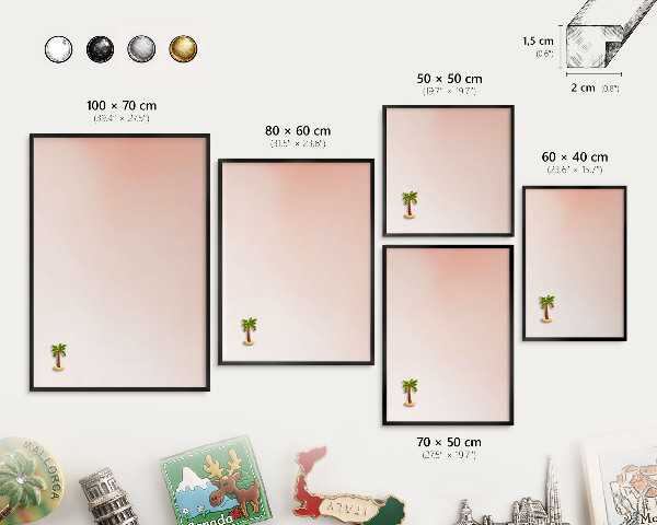 Metalen bord voor magneten met zwarte lijst Pastel Charm