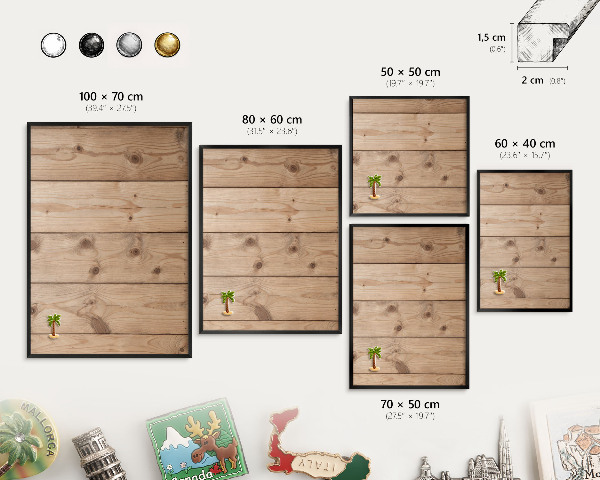 Wandbord voor magneten in een zwarte lijst Houtstructuur