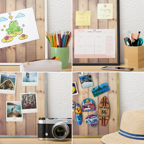 Wandbord voor magneten in een zwarte lijst Houten planken