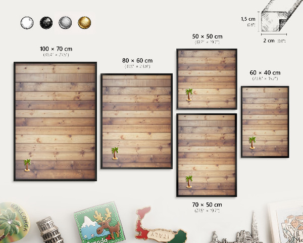 Wandbord voor magneten in een zwarte lijst Houten planken