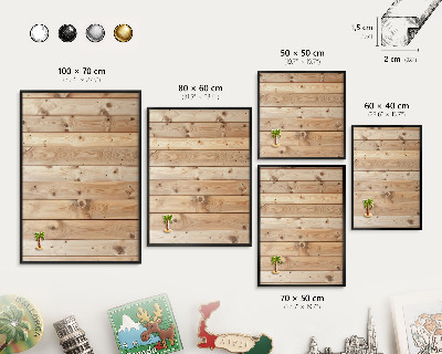Metalen bord voor magneten met zwarte lijst Houten planken