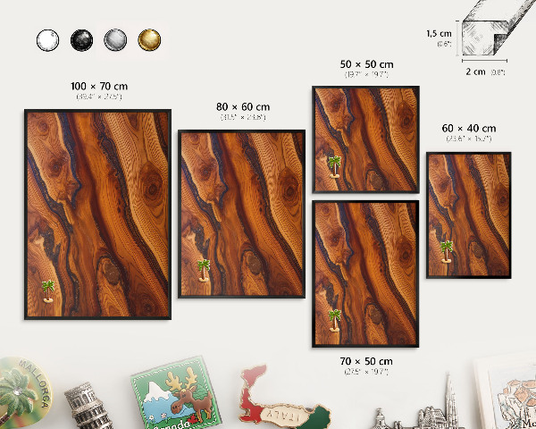 Wandbord voor magneten in een zwarte lijst Houten ringen