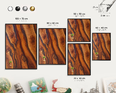 Wandbord voor magneten in een zwarte lijst Houten ringen