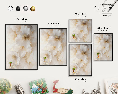 Metalen bord voor magneten met zwarte lijst Pastelkleurige bloemen
