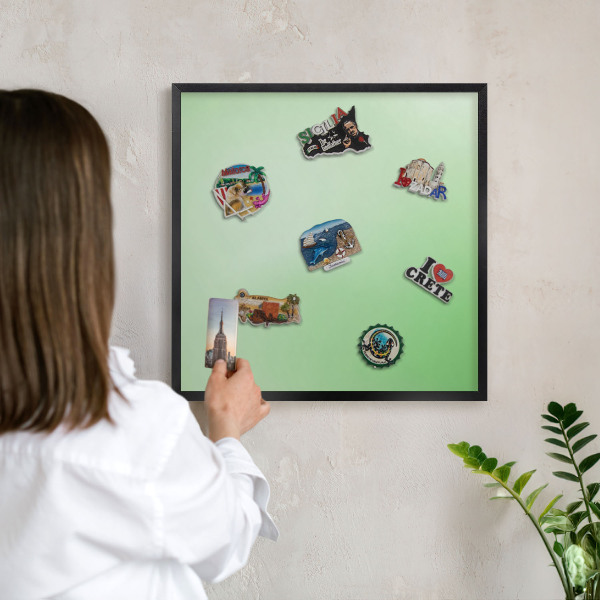 Wandbord voor magneten in een zwarte lijst Groene harmonie