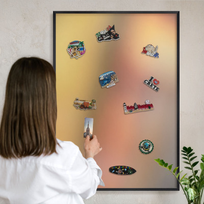 Wandbord voor magneten in een zwarte lijst Kleurrijke gloed
